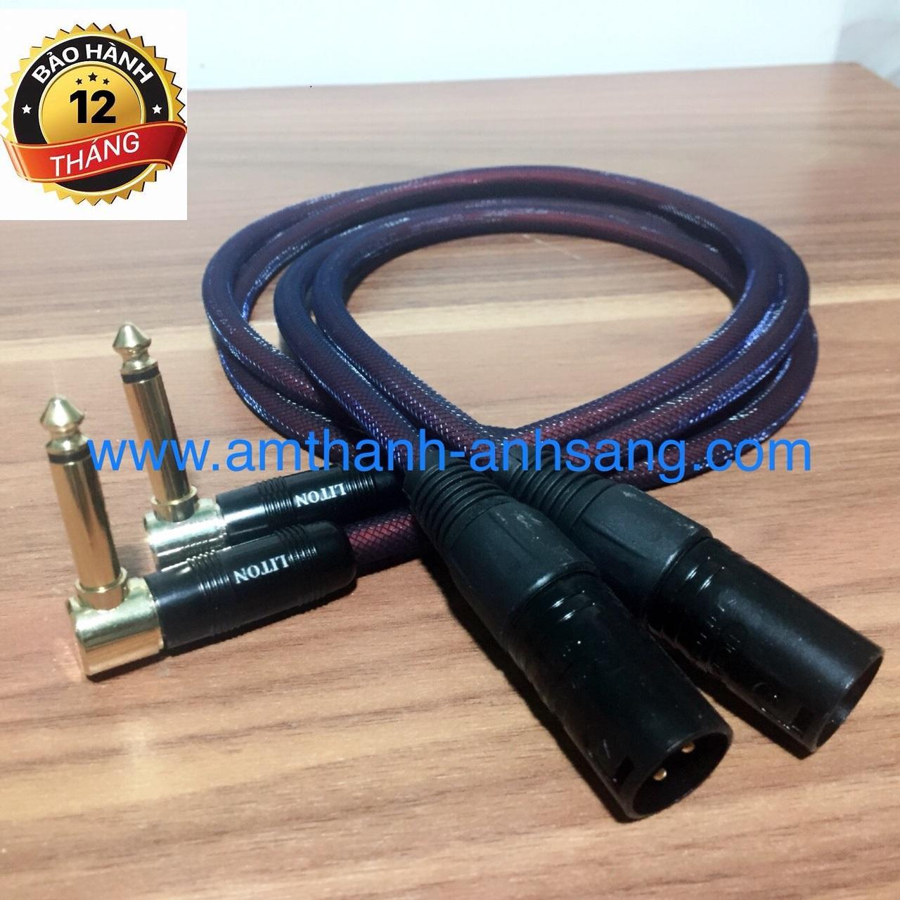 Dây tín hiệu âm thanh jack Canon đực sang jack 6.5 ly cong 02 dây