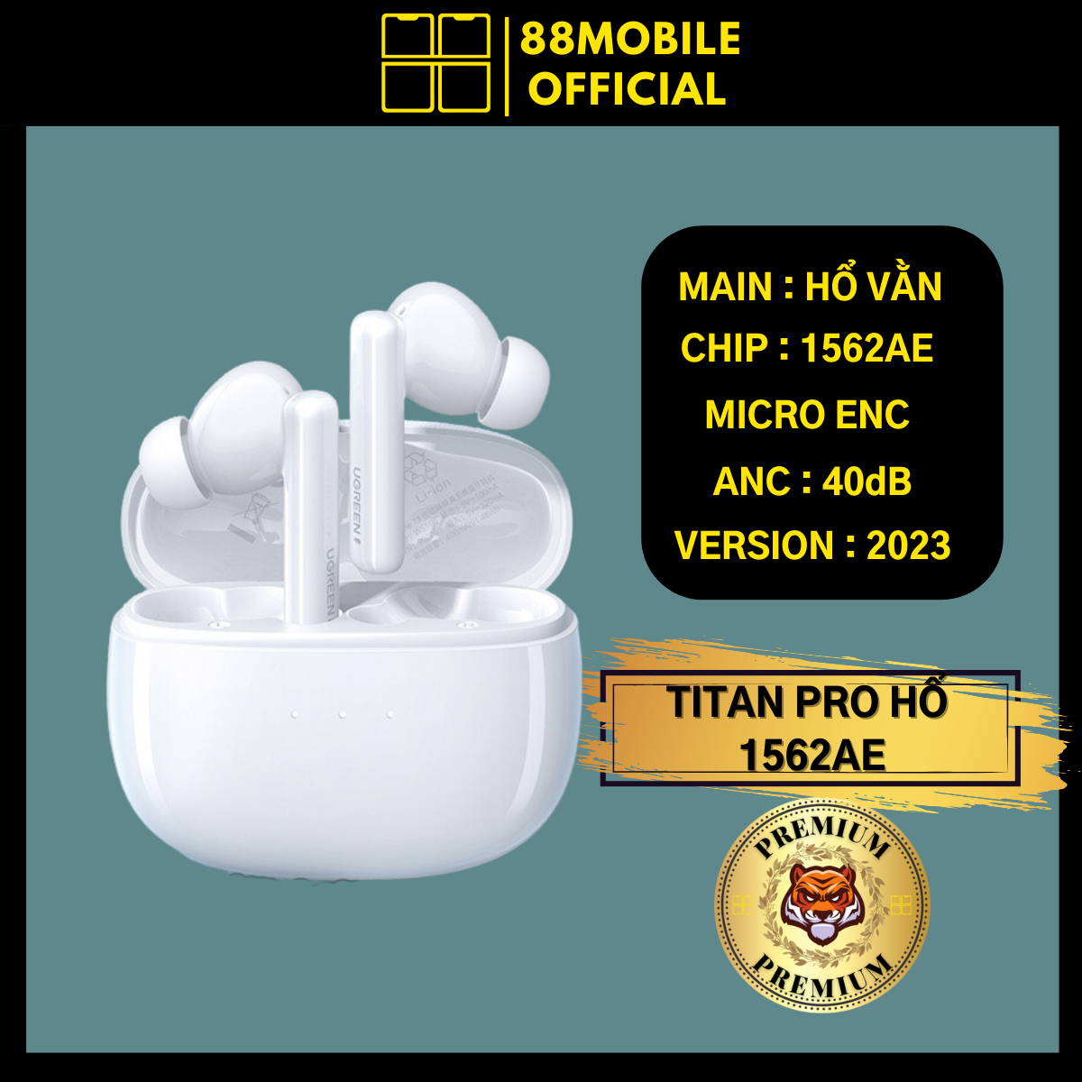 Tai Nghe Hổ Vằn 1562AE Titan Pro Pin 8H Micro ENC Chống Ồn ANC 45DB âm thanh không gian cao cấp 2024 88Mobile