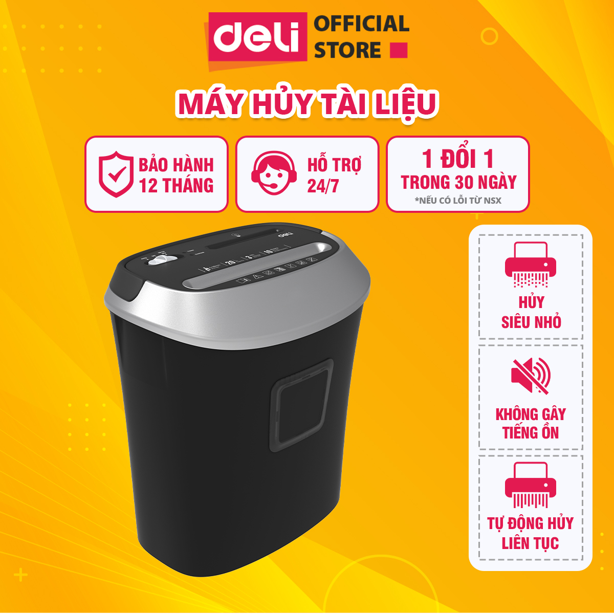 Máy Hủy Tài Liệu Cao Cấp Deli Chính Hãng Dòng E99 - Máy Băm Máy Hủy Tài Liệu Siêu Nhỏ Dung Tích Khoang Chứa Lớn, Hủy Nhiều Tờ Cùng Lúc, Công Suất Mạnh Mẽ Phù Hợp Cho Bảo Mật Giấy Tờ Trong Doanh Nghiệp, Văn Phòng, Nhà Trường