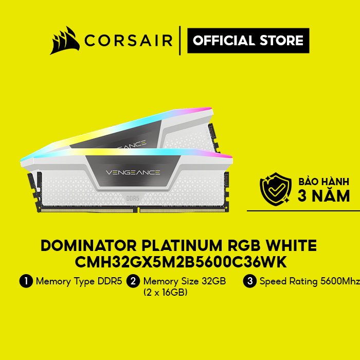 Ram PC Corsair Vengeance RGB White 32GB 5600MHz DDR5 2x16GB