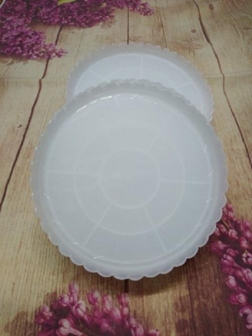 Bộ 5 dĩa nhựa trắng đựng bánh kem, rau câu 34 cm
