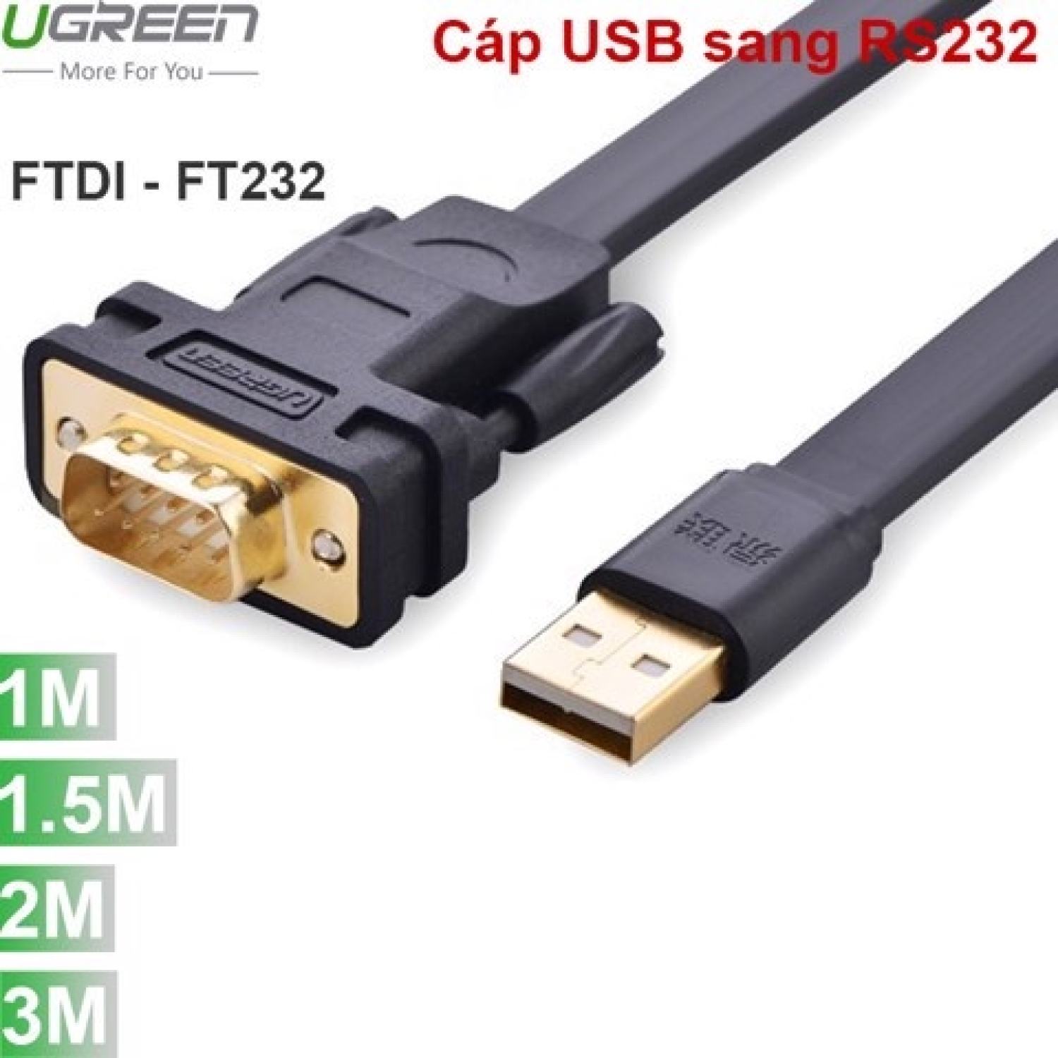 Cáp usb to rs232 com 9 chân cao cấp ugreen 20218 20206 chính hãng cr107