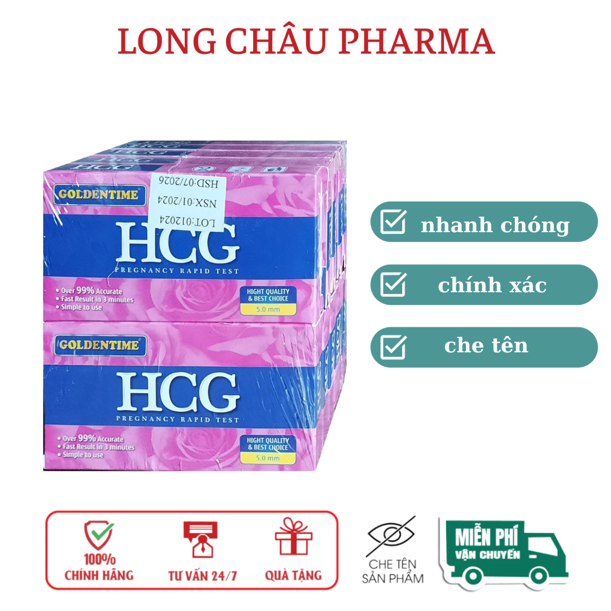 Combo 10 que thử thai hcg nhanh chóng , tiện lợi, chính xác 10 que
