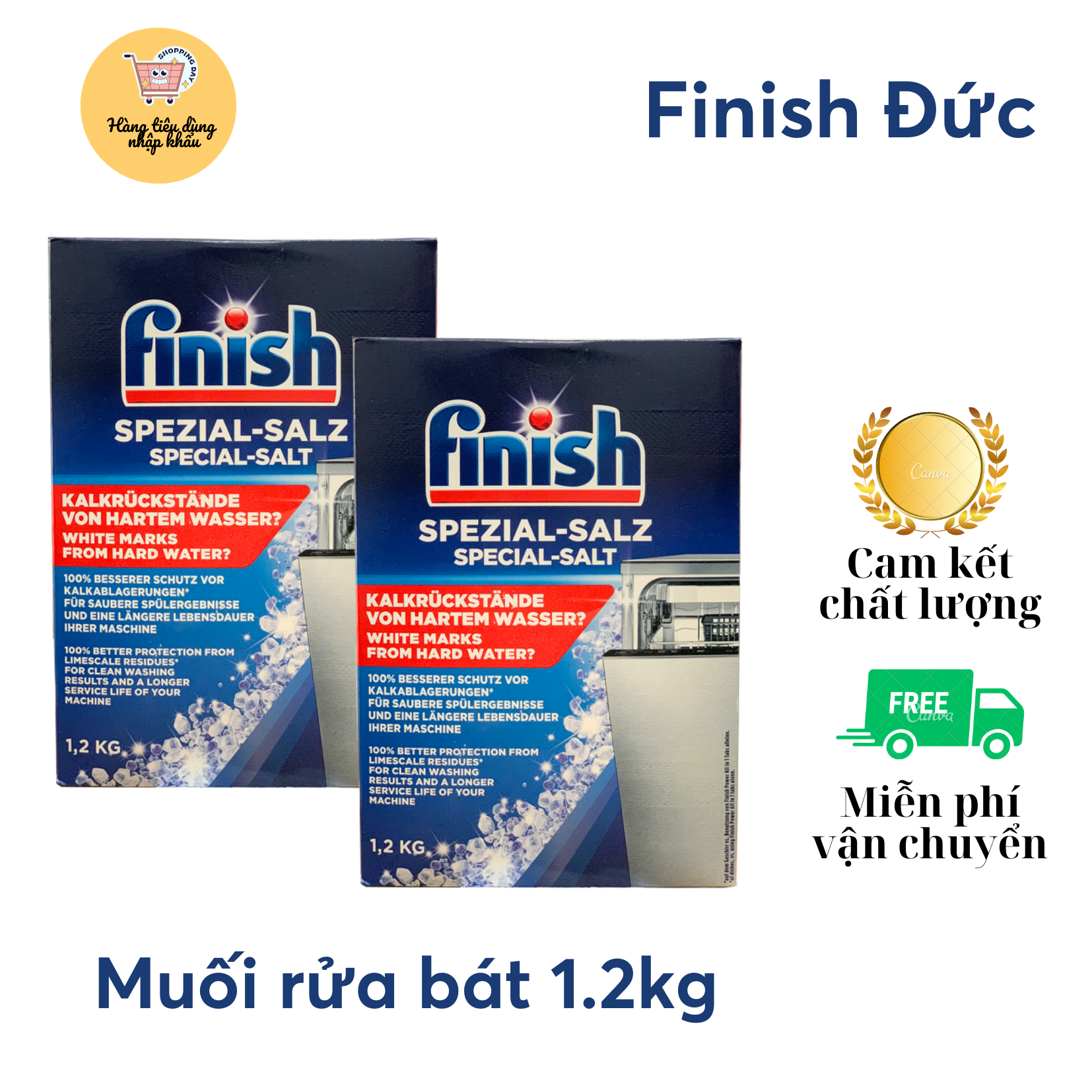 Muối finish 1.2 kg làm mềm nước dành cho máy rửa bát rửa chén