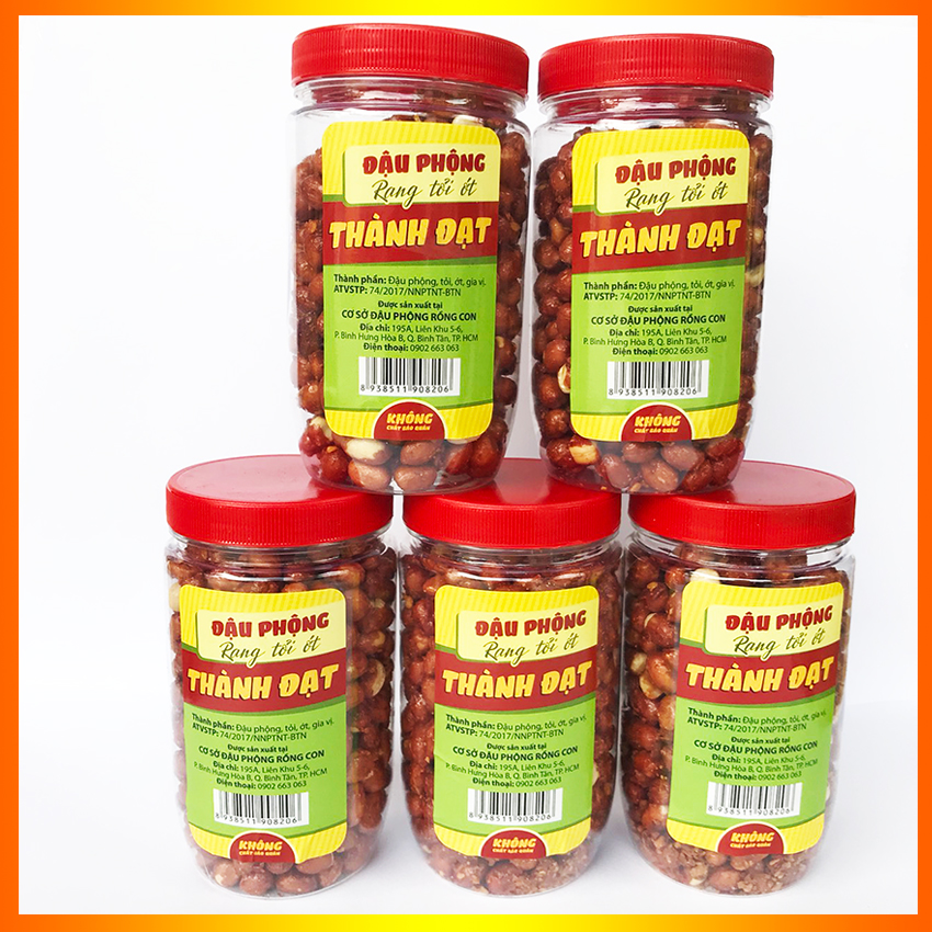 [Buôn Sỉ] 20 Hủ Đậu Phộng Rang Tỏi Ớt  (Hủ 210Gram) thương hiệu THÀNH ĐẠT - Đồ ăn vặt