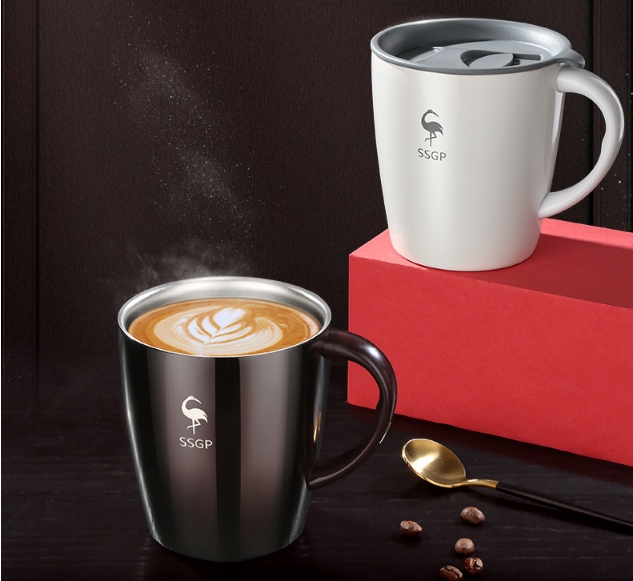 Ly giữ nhiệt inox 304 Frankfurt 330 ml có nắp có tay cầm phong cách Châu Âu Ly giữ nhiệt coffee