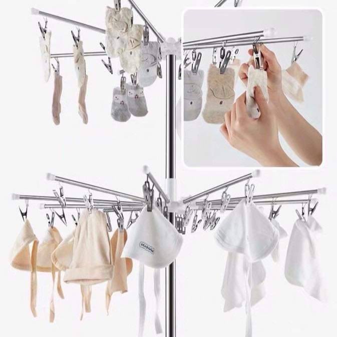 Cây phơi đa năng cây phơi quần áo khung inox xoay 360 độ,xếp gọn- cây phơi đồ tiện lợi cho bé