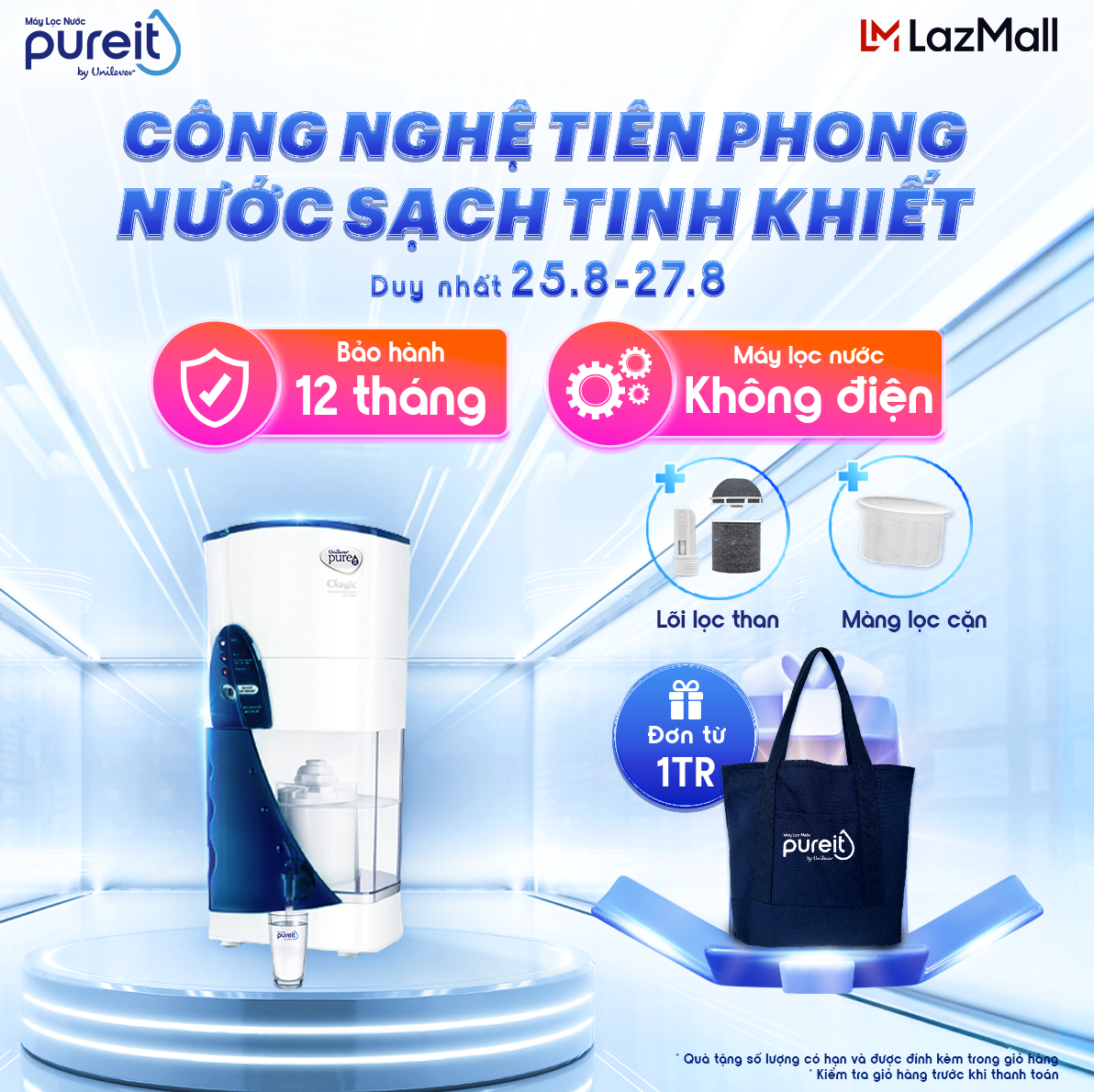 Máy lọc nước Pureit Classic + Bộ lọc đầy đủ thay thế máy lọc nước 3000L và Màng lọc cặn