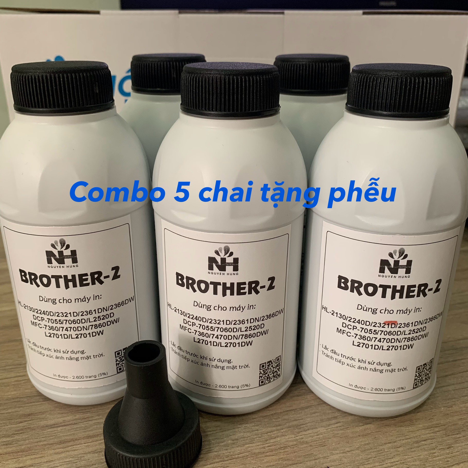 [BÁN CHẠY SỐ 1] COMBO 5 Chai Mực Nạp Máy In Brother TN-2280/ TN-2385 / TN-1010 dùng cho TẤT CẢ máy in Laser trắng đen Brother như HL 2130/ 2240D/ 2250DN/ 2270DW/ 1916/ HL-L2321D/ L2361DN/ L2366DW/  DCP-L2520D/