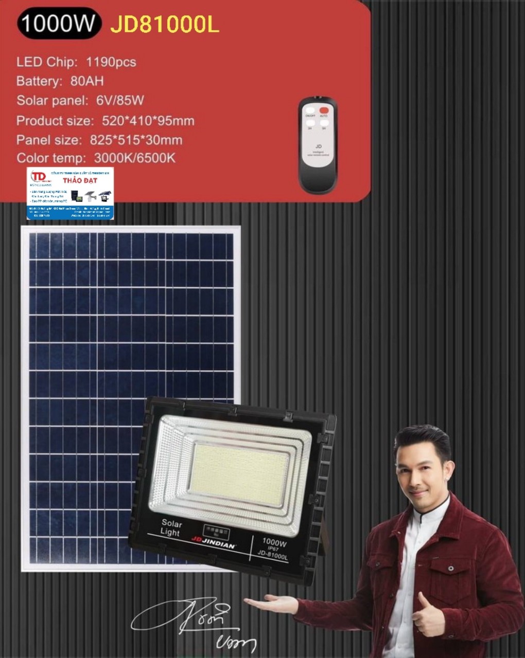 ĐÈN NĂNG LƯỢNG MẶT TRỜI HÃNG JINDIAN JD-81000L - CÔNG SUẤT 1.000W. SHOP THẢO ĐẠT