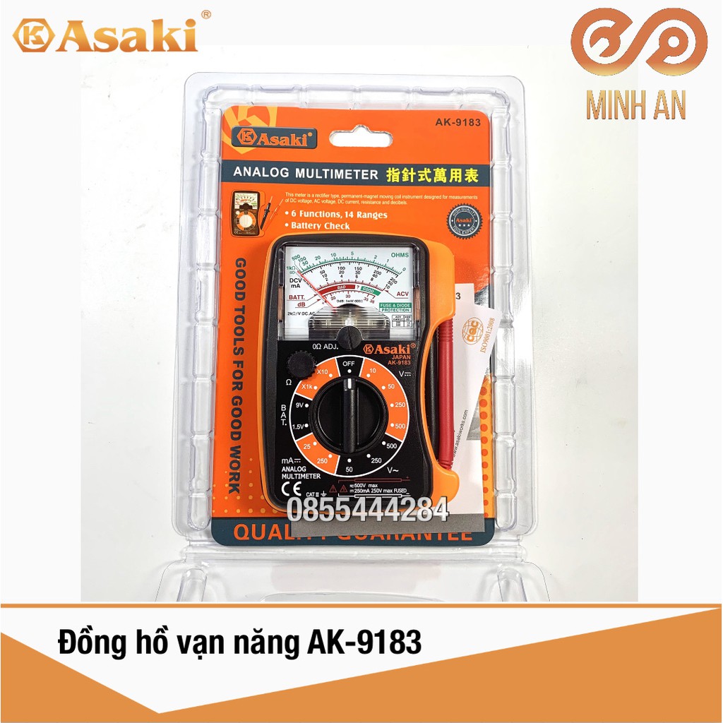 Đồng hồ đo điện vạn năng asaki ak-9183