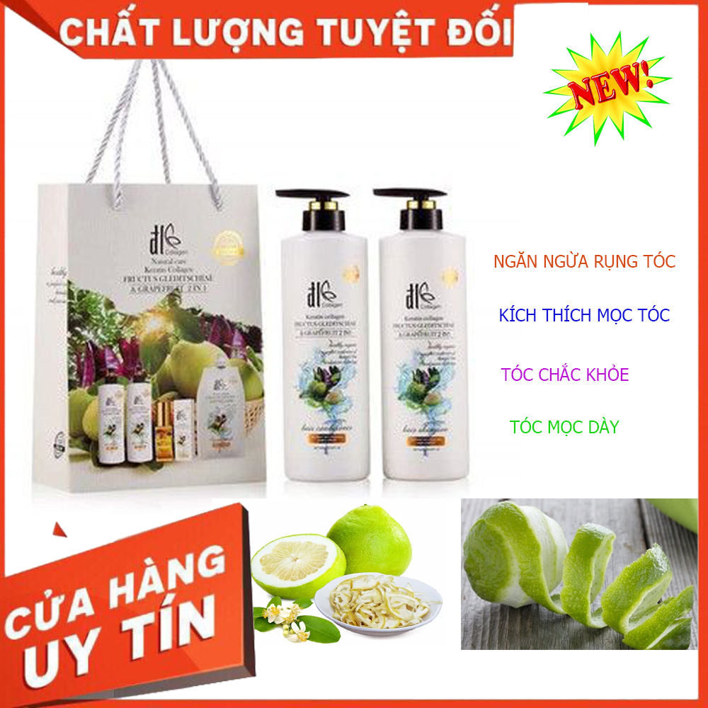 Cặp dầu gội xả collagen vinge 1000ml giúp giảm rụng tóc phục hồi tóc khô xơ hư tổn