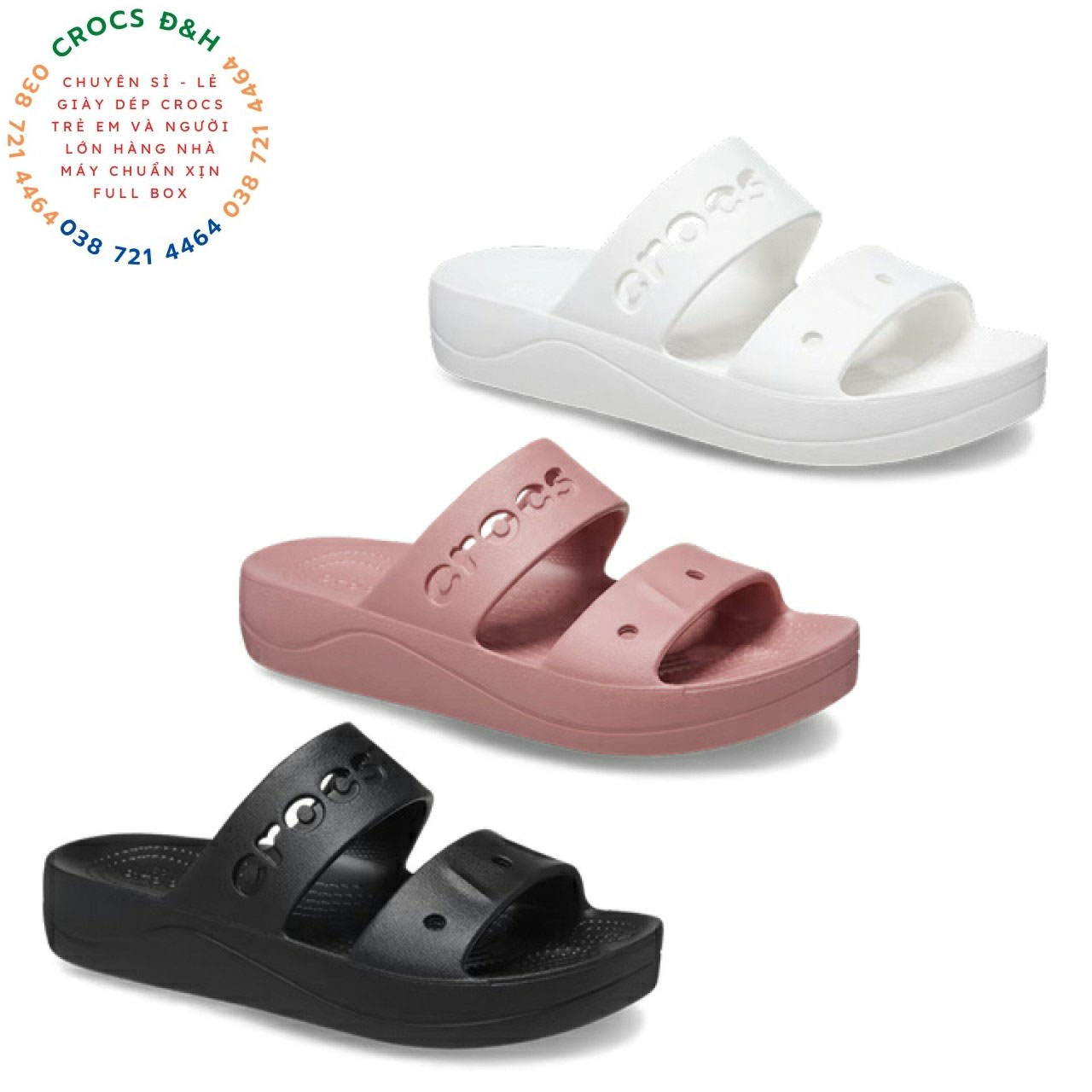 Giày dép crocs - dép nhựa crocs quai ngang baya platform đế xuồng 3.5 cm cho nữ, chống thấm nước, chống trơn trượt, chống hôi chân, hàng nhà máy xuất xịn, đầy đủ hộp hoặc túi crocs
