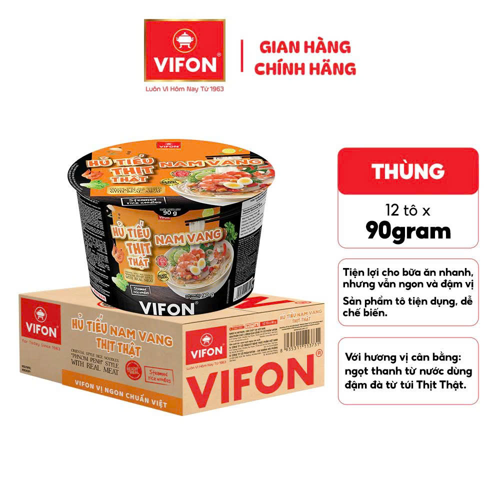 Hủ Tiếu Nam Vang Thịt Thật VIFON 90g/ Tô