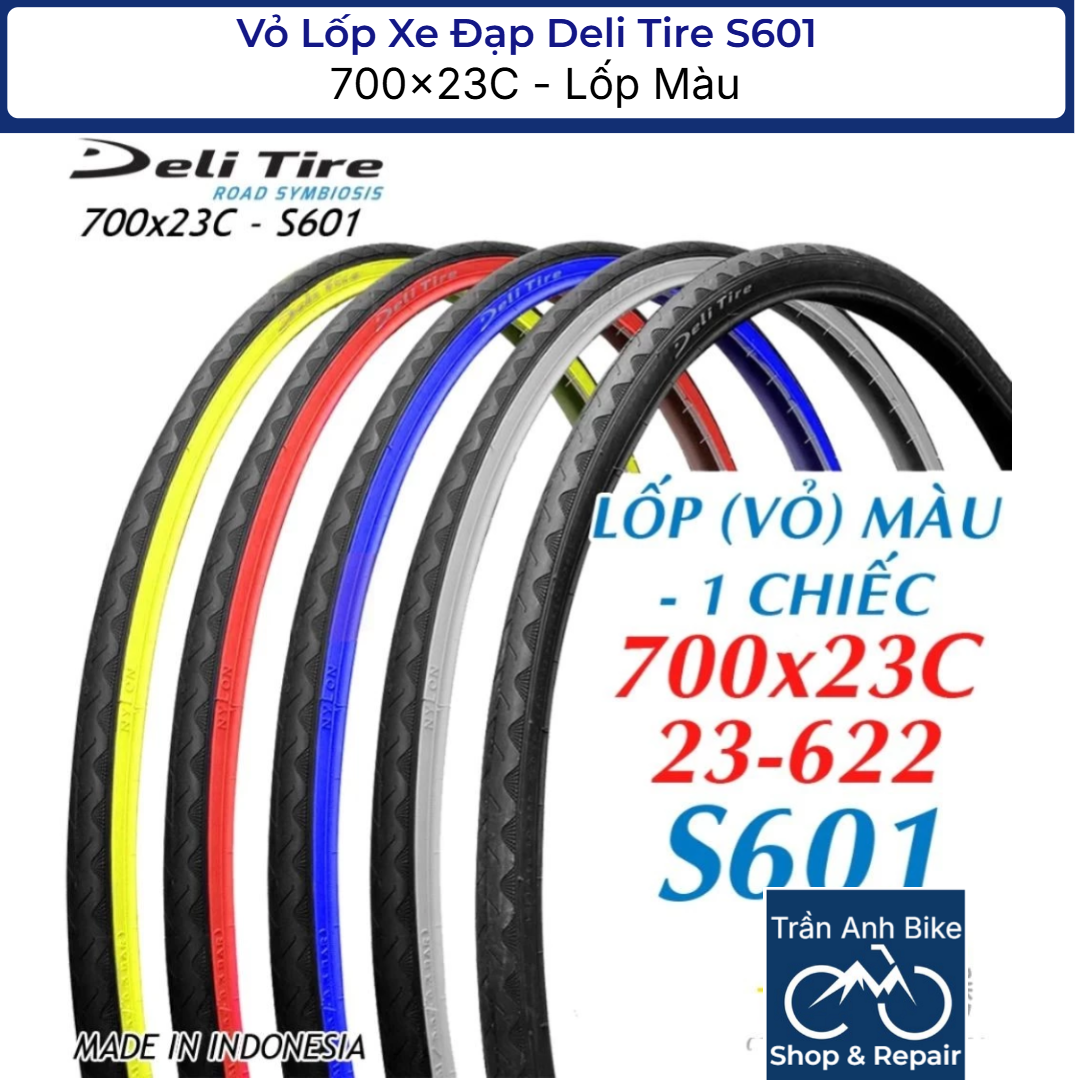 Vỏ Lốp Xe Đạp Deli Tire S601 700x23C - Lốp Màu 1 Cái
