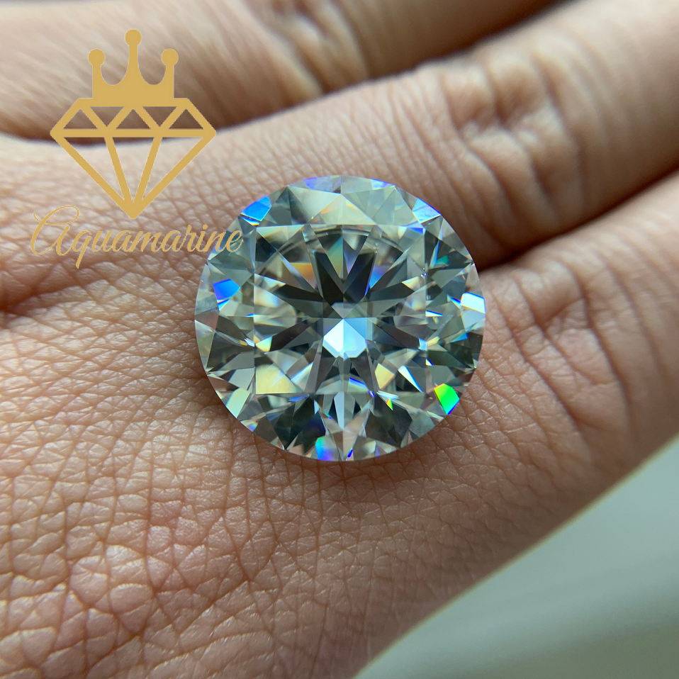(Size 15 ly) Kim cương nhân tạo Moissanite giác cắt tròn màu trắng