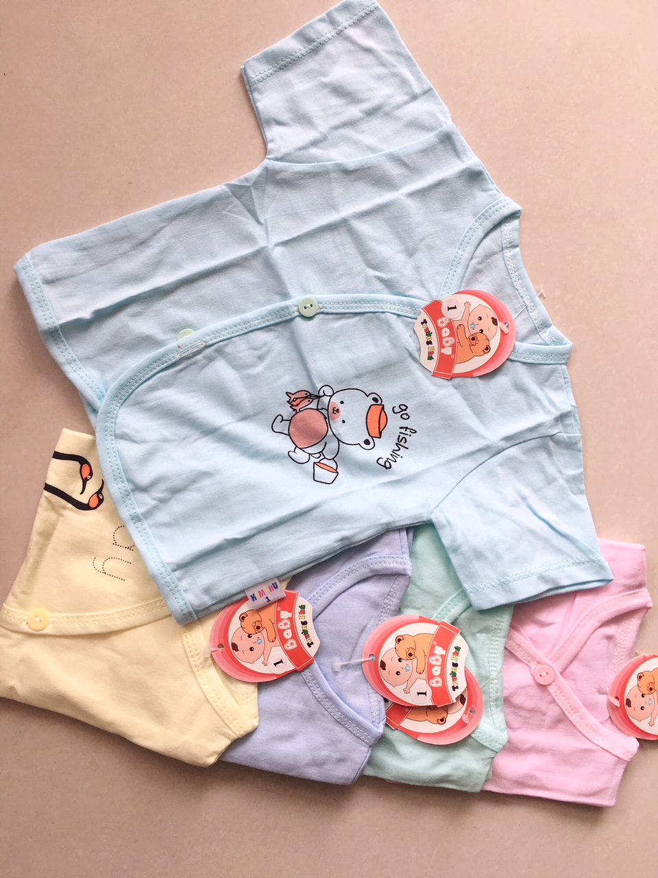 Set 5 áo sơ sinh ngắn tay nút lệch