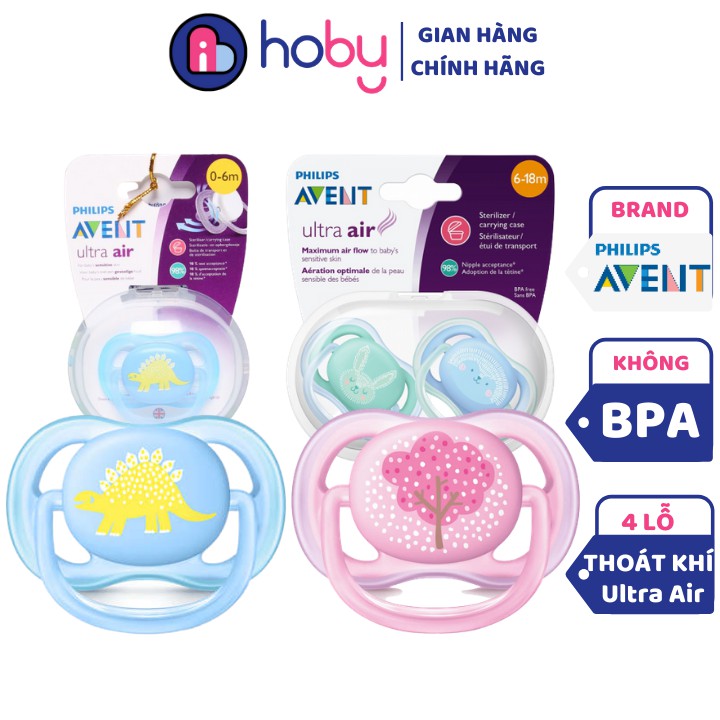 Ty ngậm chống vẩu, hô 𝗣𝗵𝗶𝗹𝗶𝗽𝘀 𝗔𝘃𝗲𝗻𝘁 cho bé - Ty ngậm 𝗔𝘃𝗲𝗻𝘁 Siêu Mềm - Thông khí ( Avent Ultra Air ) - CHÍNH HÃNG