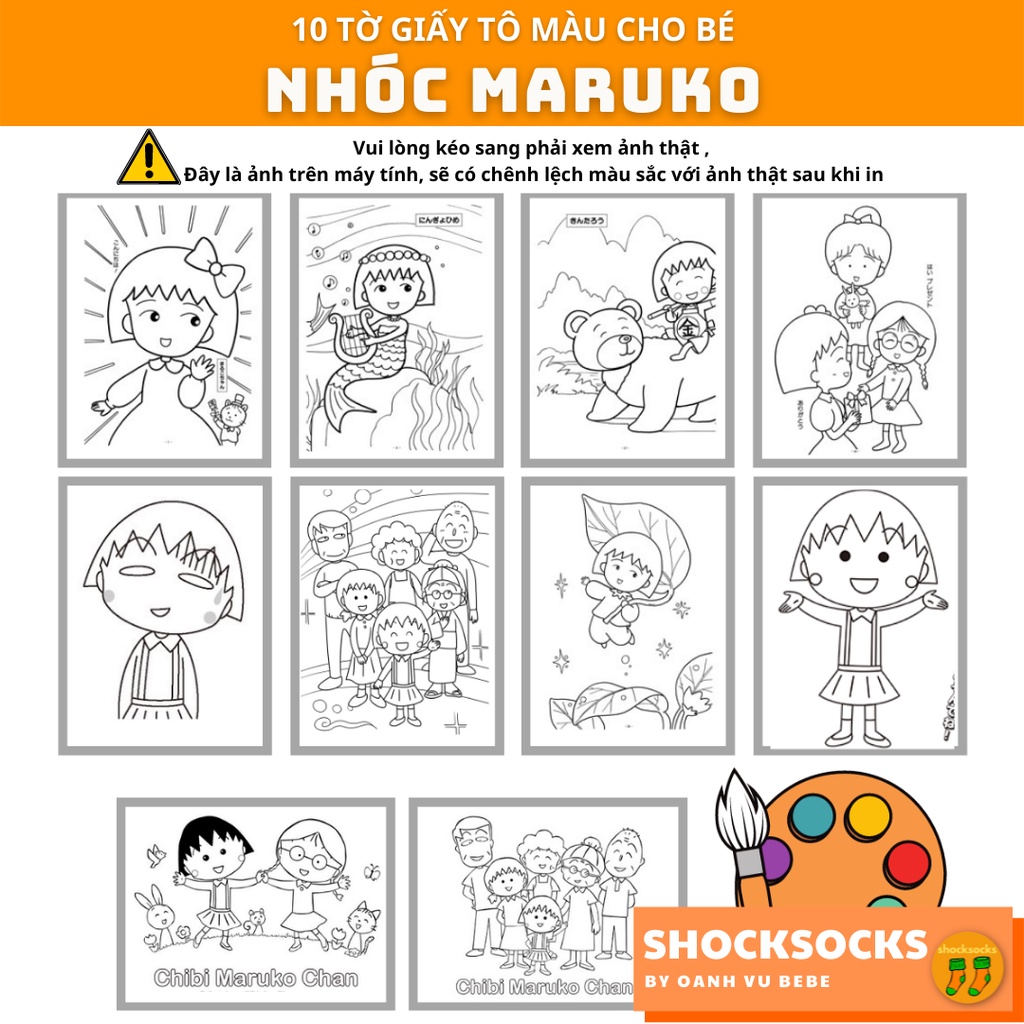 Combo 10 tờ giấy tô màu - nhóc maruko