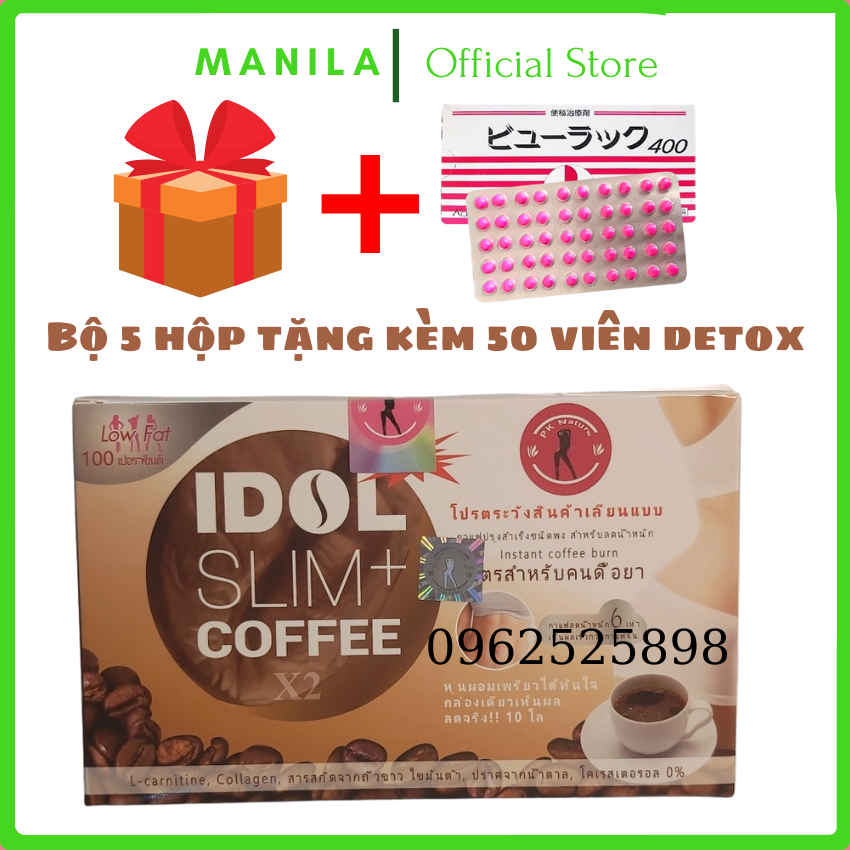 [TẶNG 50 VIÊN DETOX] Bộ 5 hộp Cà Phê Giảm Cân Idol Slim Coffee Giảm Mạnh - 100% chính hãng
