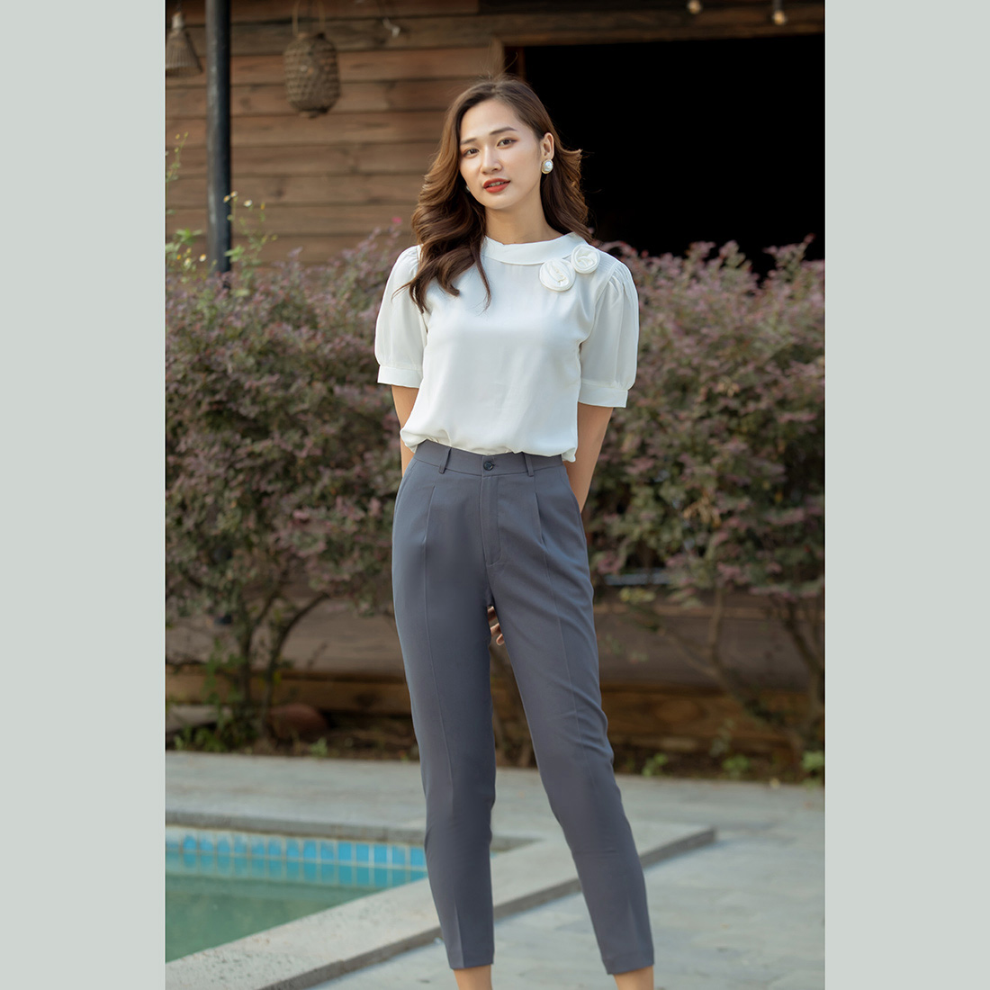 Quần tây công sở nữ baggy - xếp li - q008