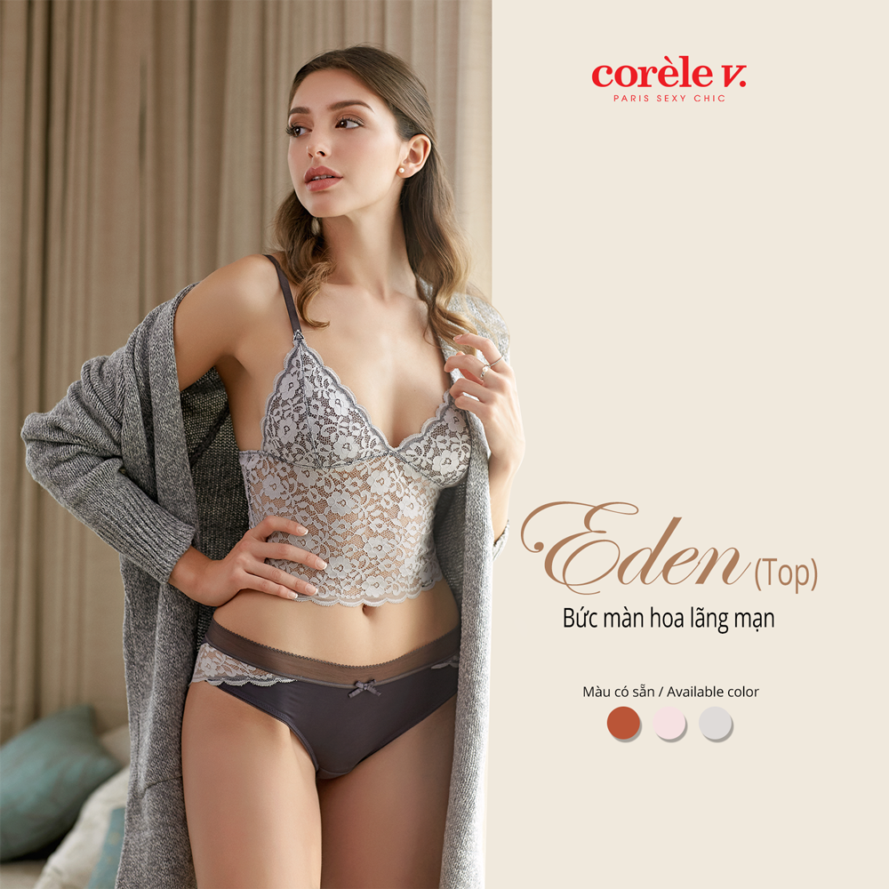 [FREESHIP - 100% HÀNG CHÍNH HÃNG] Áo Top 2 dây ren Corele V. sexy quyến rũ B023B (Xám đậm - Cam đất)