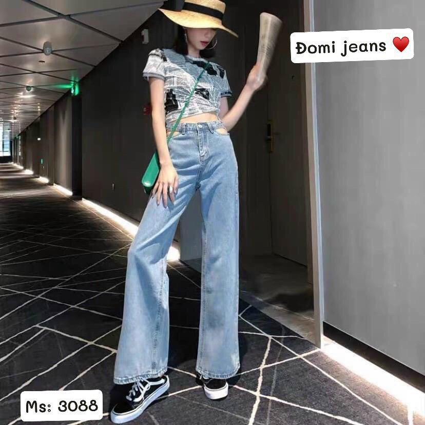 [HCM]Quần baggy Jean Nữ Ống Rộng Rách Túi Siêu SexyForm Đẹp Bao Tôn Dáng Nha Khách-JT