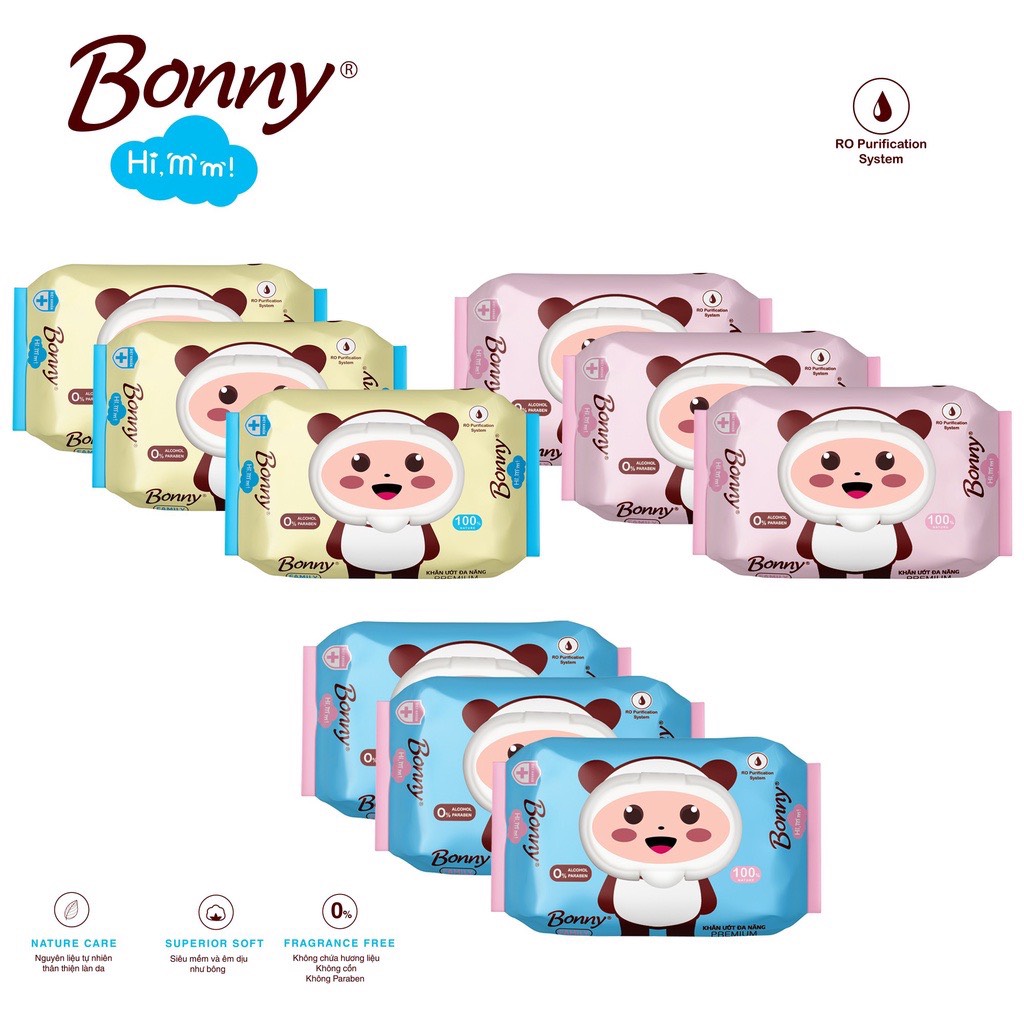 Khăn ướt đa năng hi!mom bonny không cồn không mùi gói 80 tờ, giấy ướt cho bé - sabomart