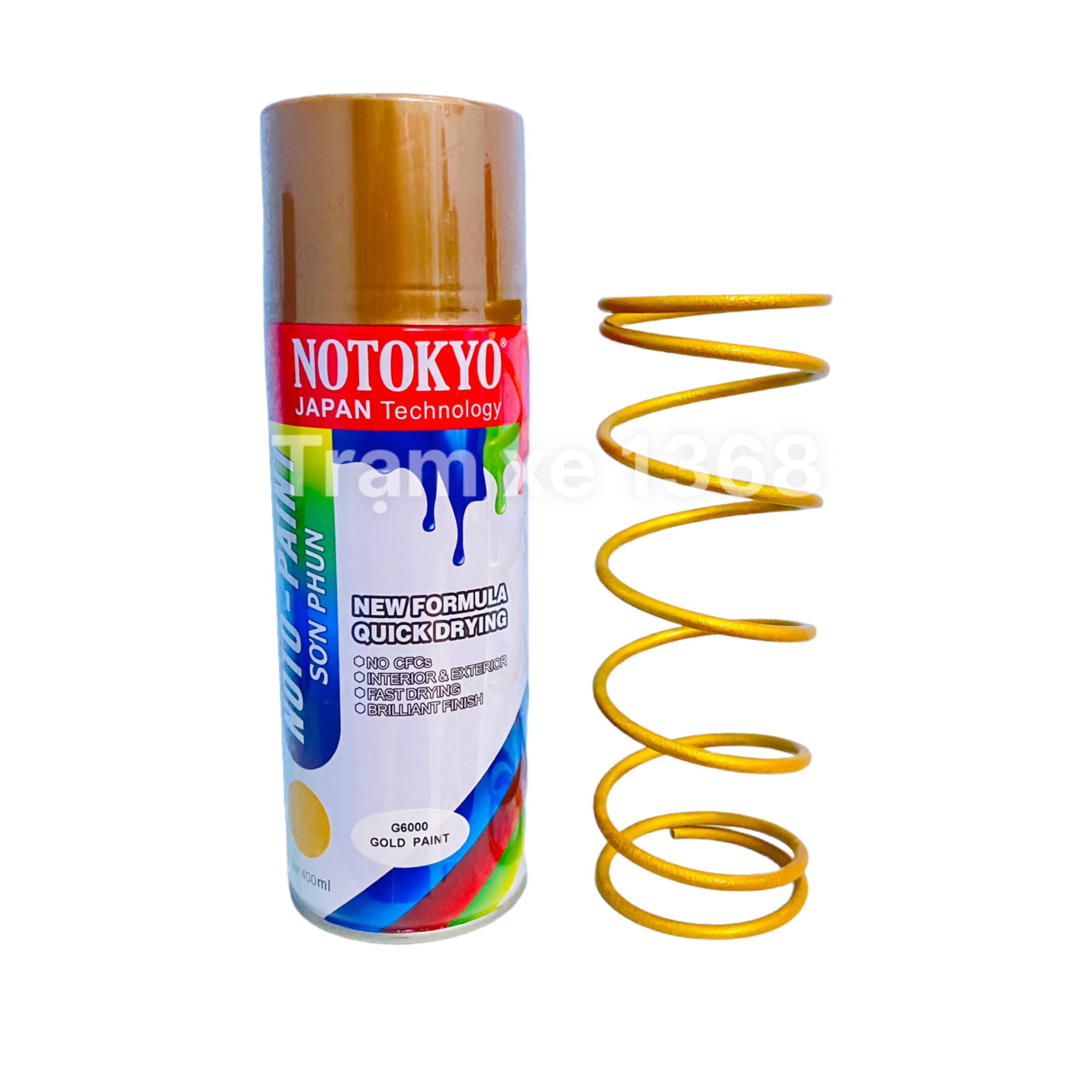 Sơn xịt NOTOKYO Mạ Vàng Nhủ Vàng Gold khô nhanh vòi phun chống chảy tiện lợi 400ml