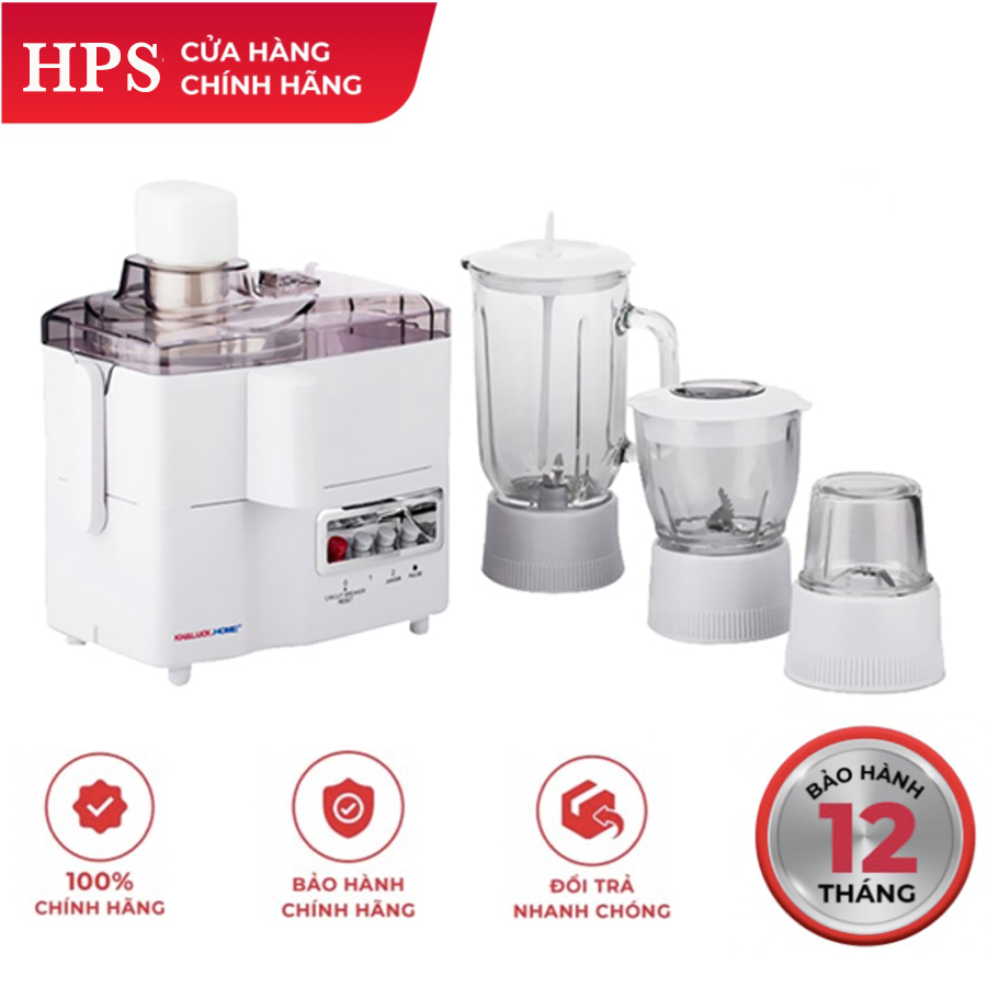 Máy xay ép đa năng khaluck home kl-360 - chất liệu cối thủy tinh dung tích 1.25l công suất 600w, tích hợp 4 chức năng trong 1, chức năng tự ngắt khi quá nhiệt giúp tăng tuổi thọ máy xay sinh tố, xay thịt, xay gia vị.