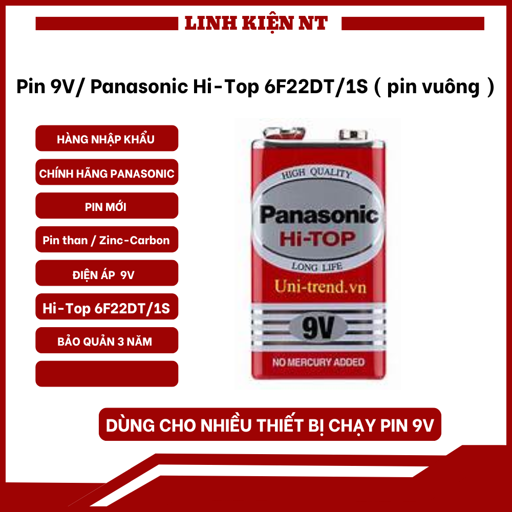 Pin Panasonic 9V, Pin Panasonic Vuông