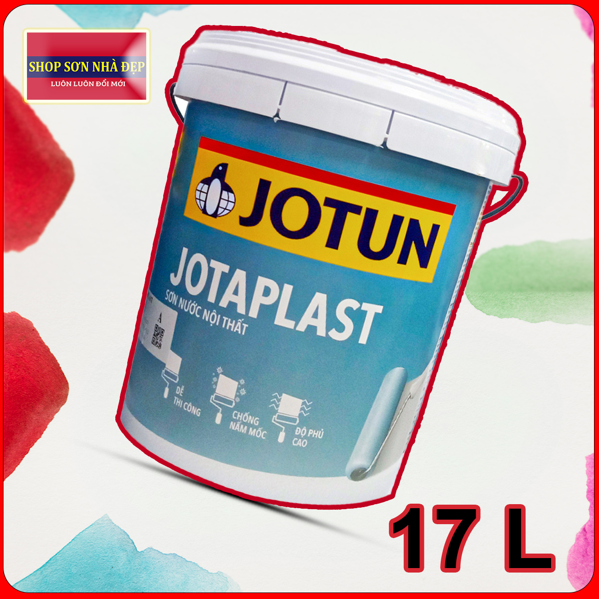 Sơn nước nội thất - trung cấp - jotun jotaplast - bề mặt mờ - thùng 17l