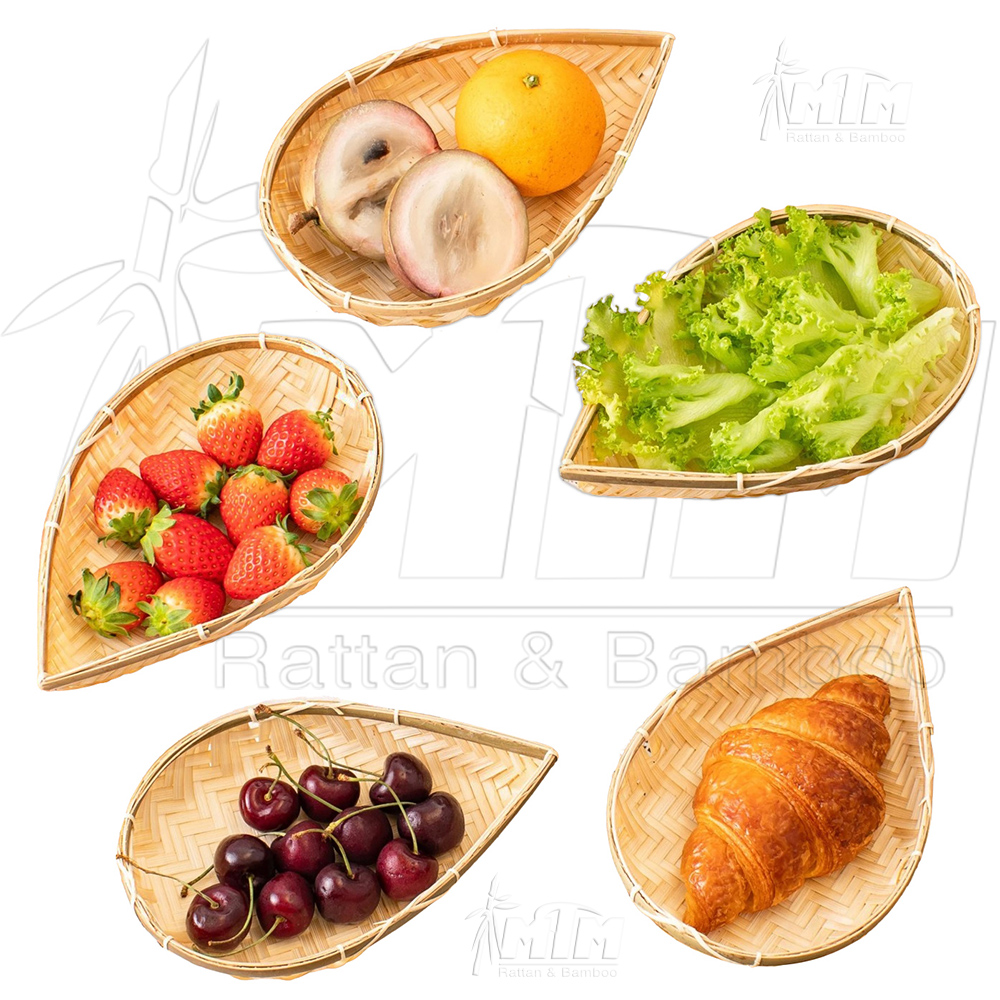 Khay tre l Đĩa tre giọt nước - trang trí đồ ăn, trang trí sản phẩm.