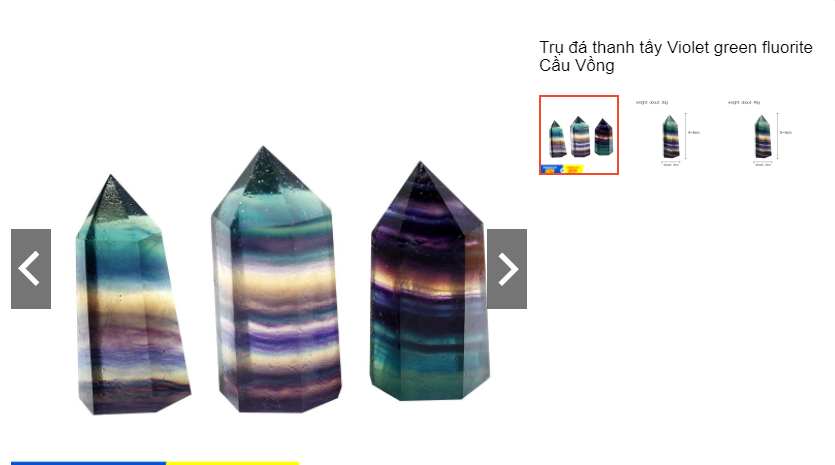 Trụ đá thanh tẩy Violet green fluorite Cầu Vồng