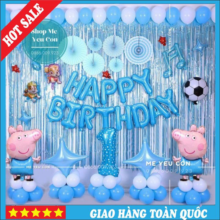 Trang Trí Sinh Nhật ❤️HOT❤️ Combo trang trí sinh nhật tuổi heo, bóng bay trang trí sinh nhật giá rẻ tuổi heo, trang trí sinh nhật 2 tuổi cho bé tại nhà, phụ kiện trang trí sinh nhật giá sỉ