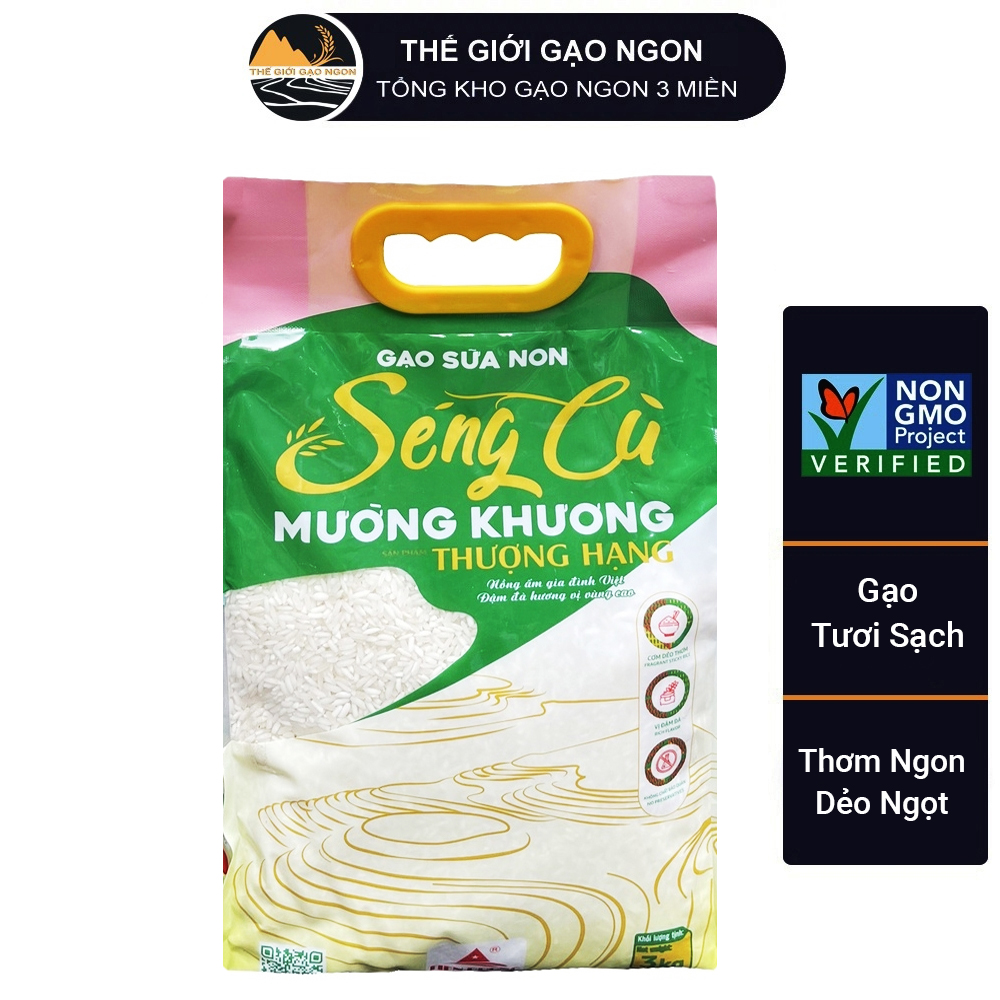 Gạo sữa non séng cù mường khương thượng hạng túi 3kg - giá sỉ, date mới