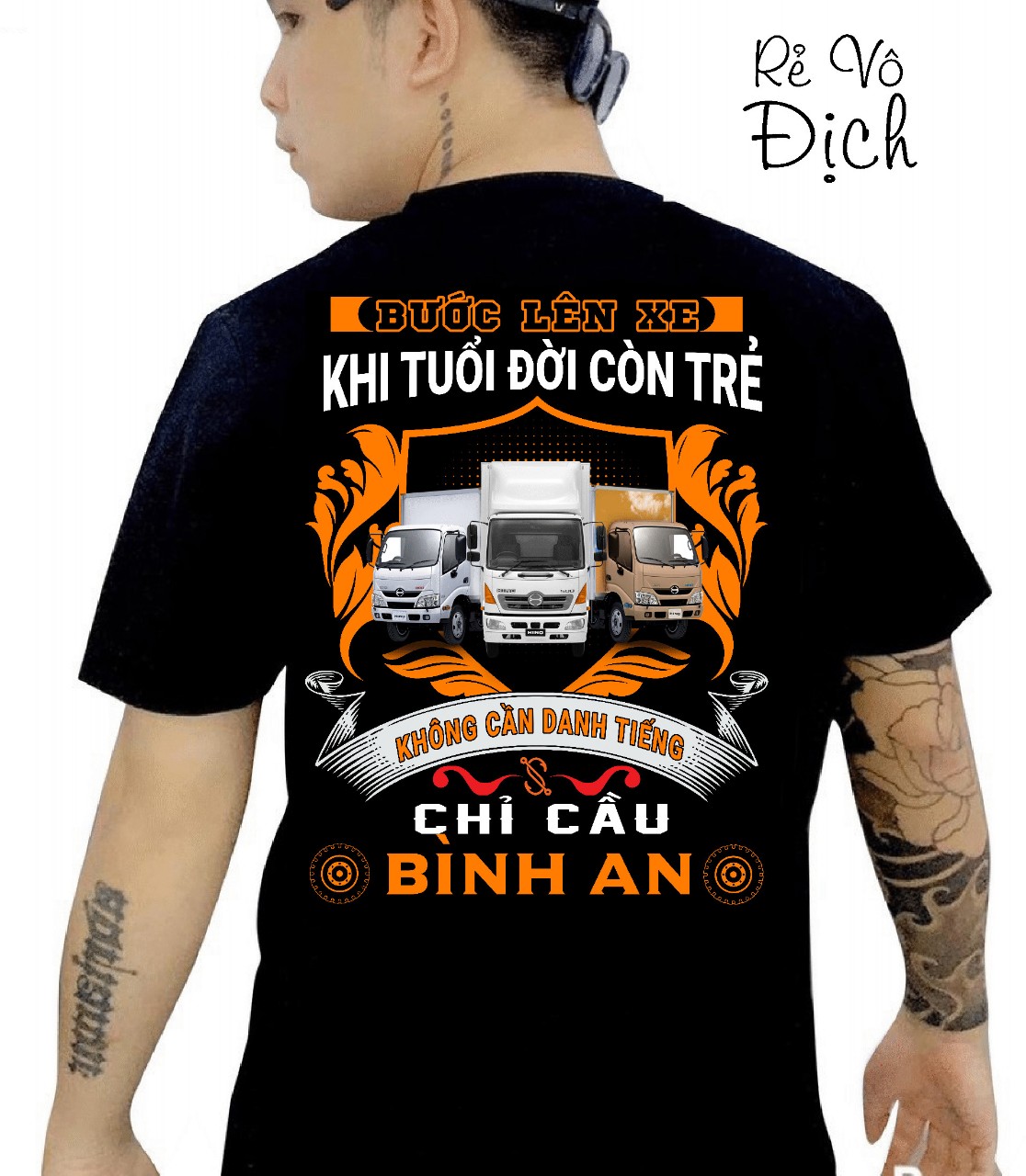 Áo thun tài xế thiết kế in mặt sau mẫu 1
