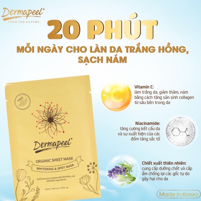 Mặt nạ hữu cơ dermapeel giành cho da nám - cấp ẩm dưỡng trắng da dermapeel hàn quốc