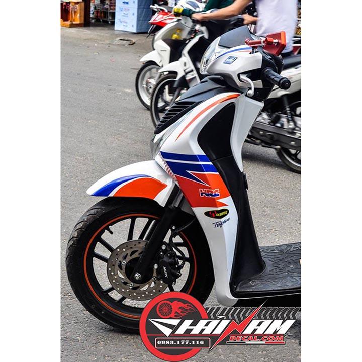 Tem Trùm Sh Trắng Xanh Cam Sport bike