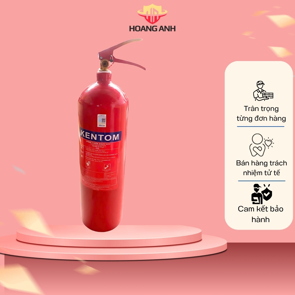 Bình chữa cháy khí Kentom co2 mt3, chuyên dụng sử dụng khí lạnh dạng carbon dioxit hoá lỏng có ưu điểm chữa cháy trên các thiết bị điện tử vi mạch hiệu quả cao