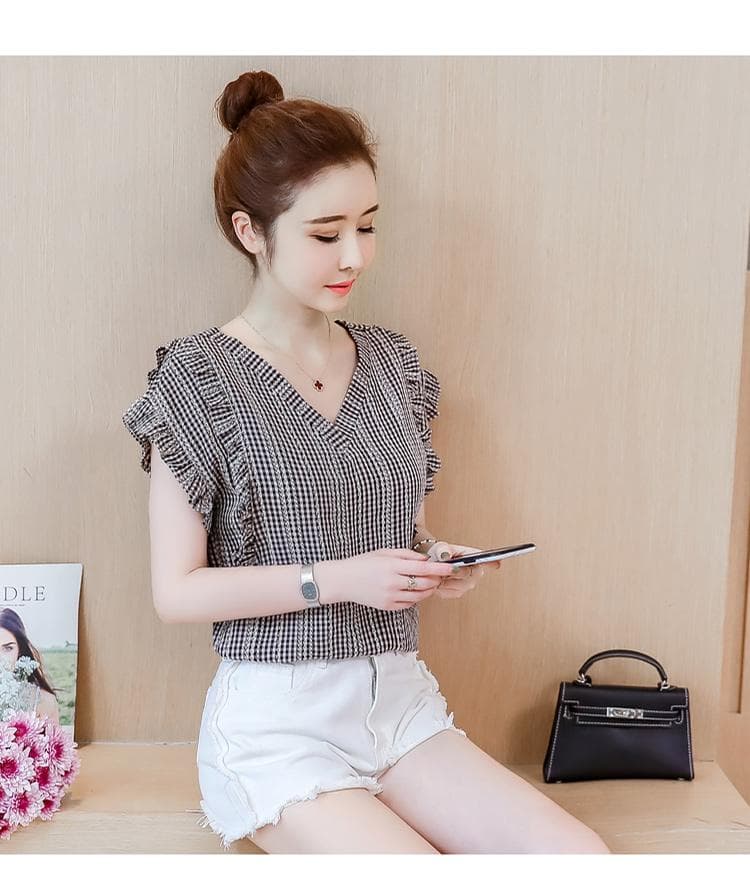 áo kiểu nữ kẻ caro bèo đẹp