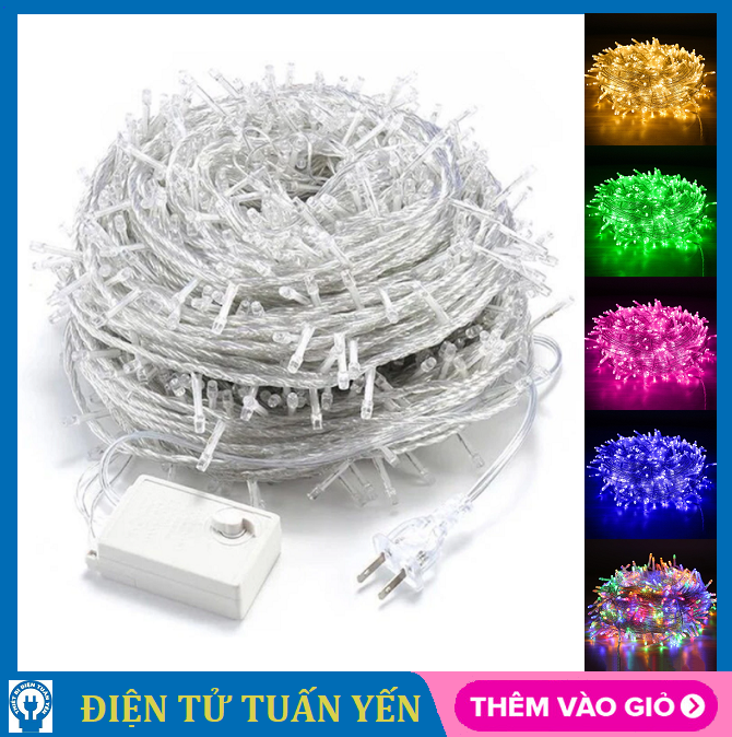 Đèn led trang trí dây dài 100m gồm 500 bóng đèn lung linh, trang trí nhà cửa, cây cối, quán ăn,...v.v...