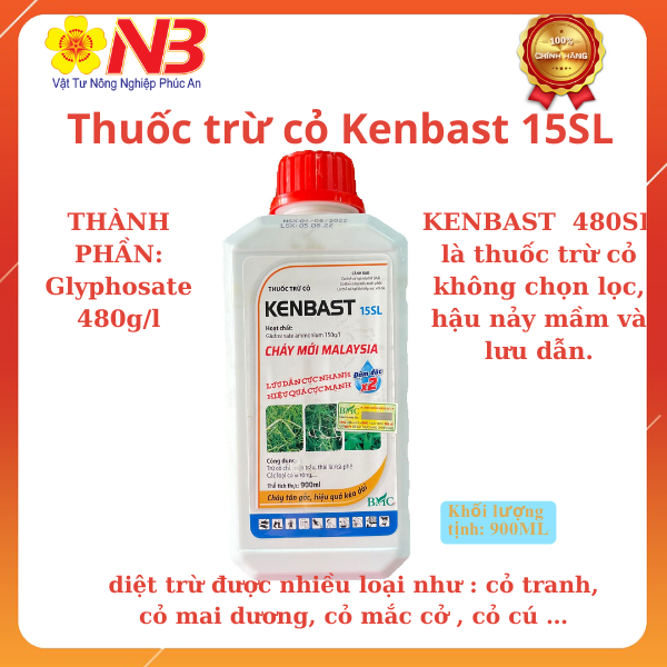  Giao ngẫu nhiên Thuốc trừ cỏ Kenbast 15SL- 900ml hoặc mẫu Kenup Vua cháy Khai hoang. Glufosinate 150g l  - Cháy mới Malaysia- Lưu dẫn cực nhanh hiệu quả cực mạnh- cháy chậm 