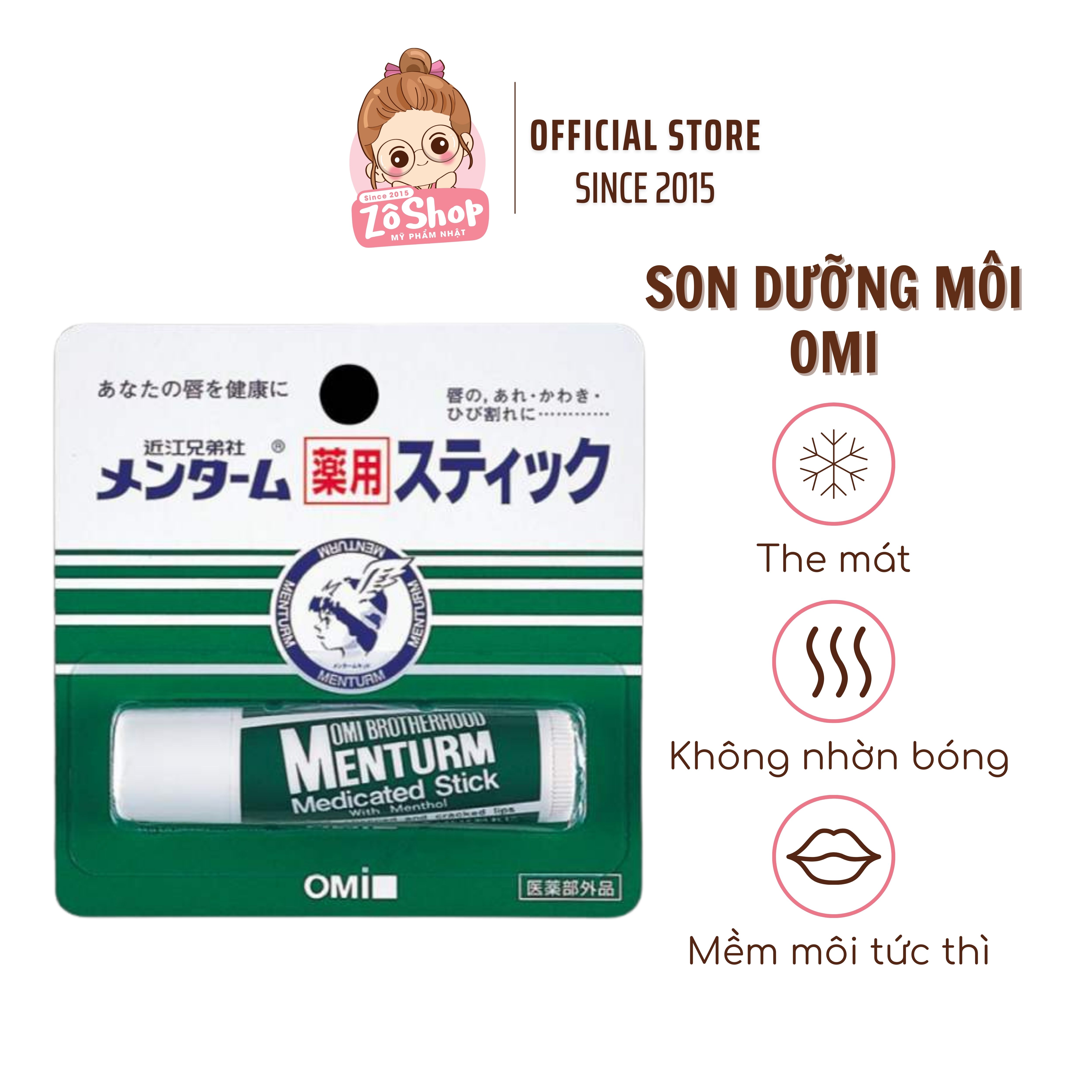 Son dưỡng ẩm môi Omi Brotherhood Menturm Medicated Stick (4g)