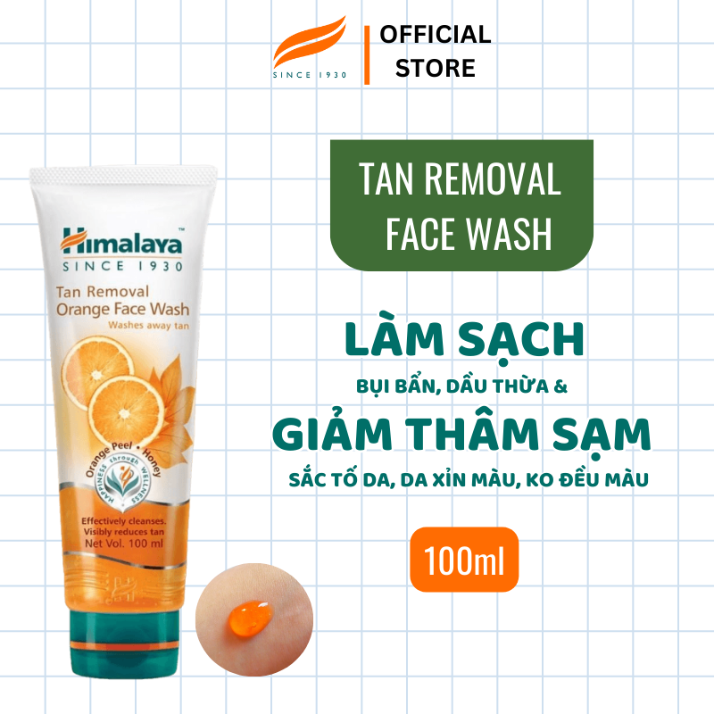 Sữa rửa mặt himalaya cam loại bỏ nám sạm da - tan removal orange face wash 100ml