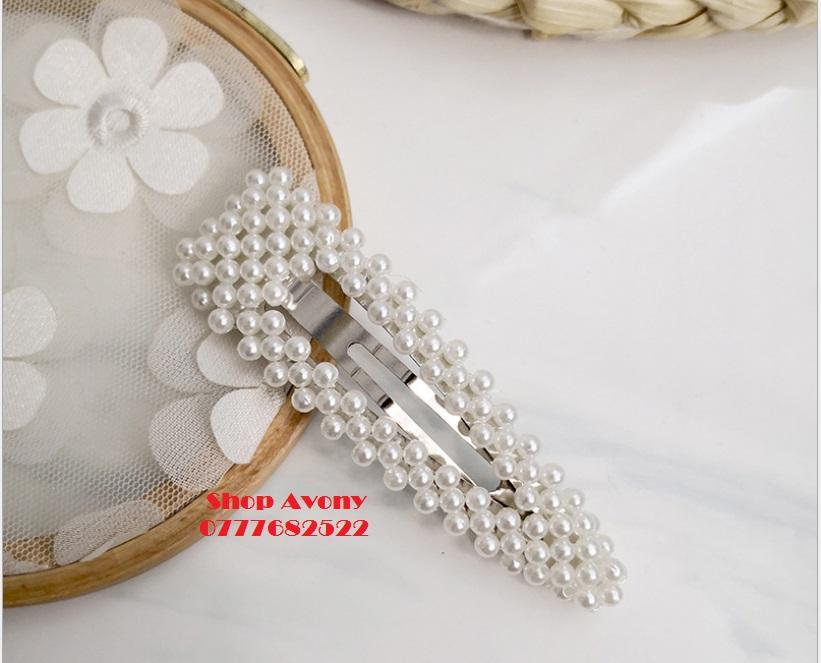 Kẹp tóc mái đính ngọc trai