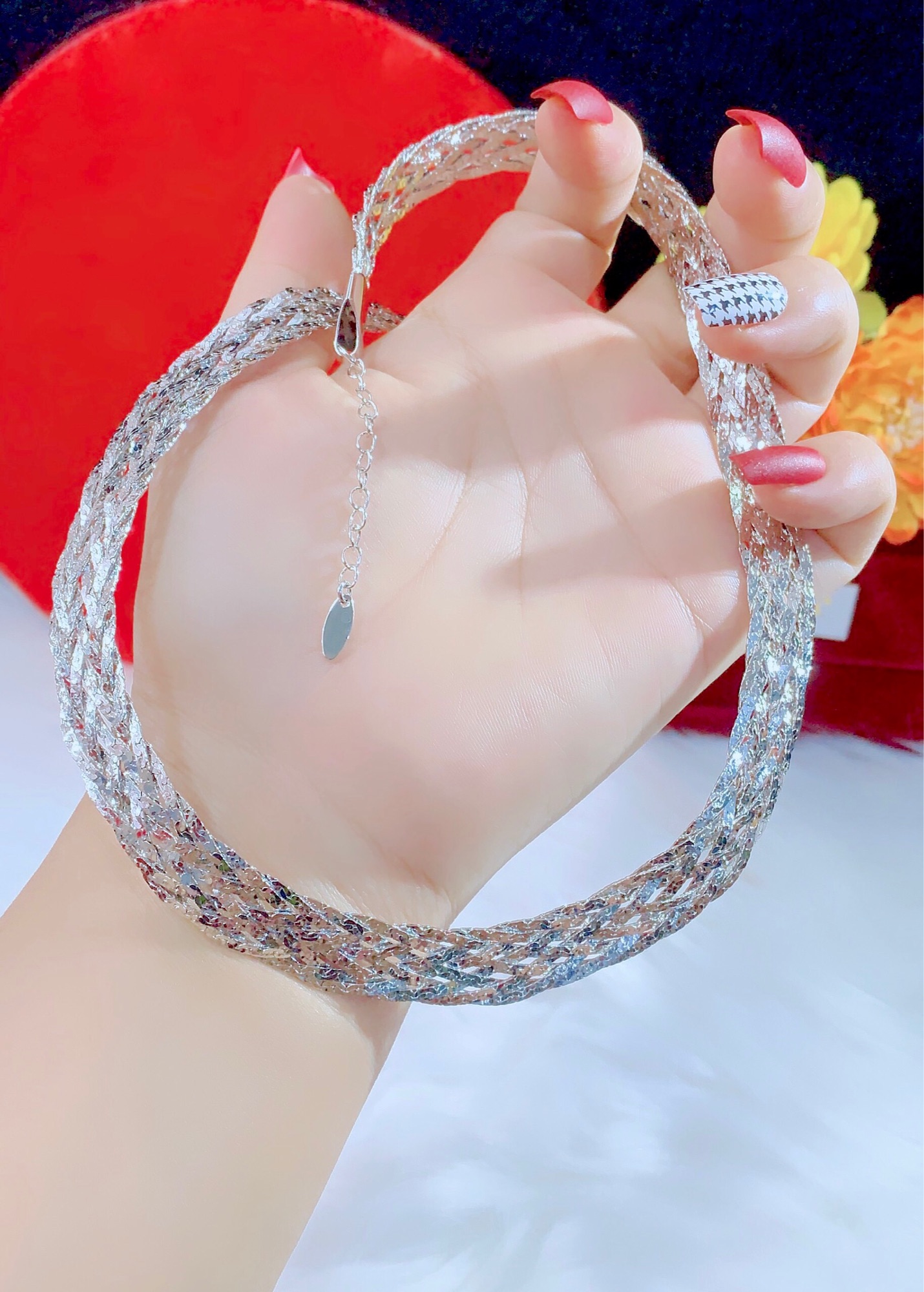 Dây chuyền bính lớn mạ bạch kim mẫu mới về