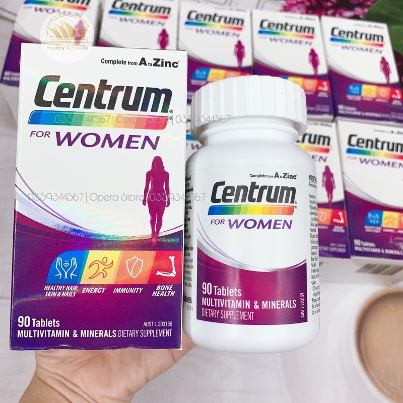 Vitamin tổng hợp Centrum Women Úc hộp 90 viên dùng cho Phụ nữ date 2024