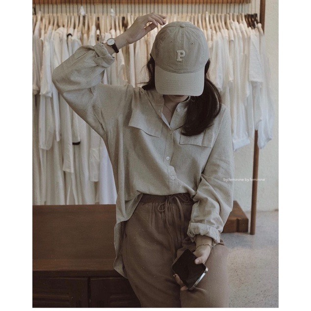 Áo sơmi trơn cổ tàu dáng rộng chất đũi linen phong cách Hàn Quốc, Áo sơmi Tomstores