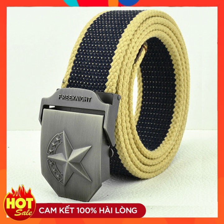 Thắt lưng vải dù mặt Sao A999 mặt khóa hợp kim thép chống ghỉ cao cấp sáng bóng, dây lưng nam vải dù bền màu chắc chắn lựa chọn cho phái mạnh